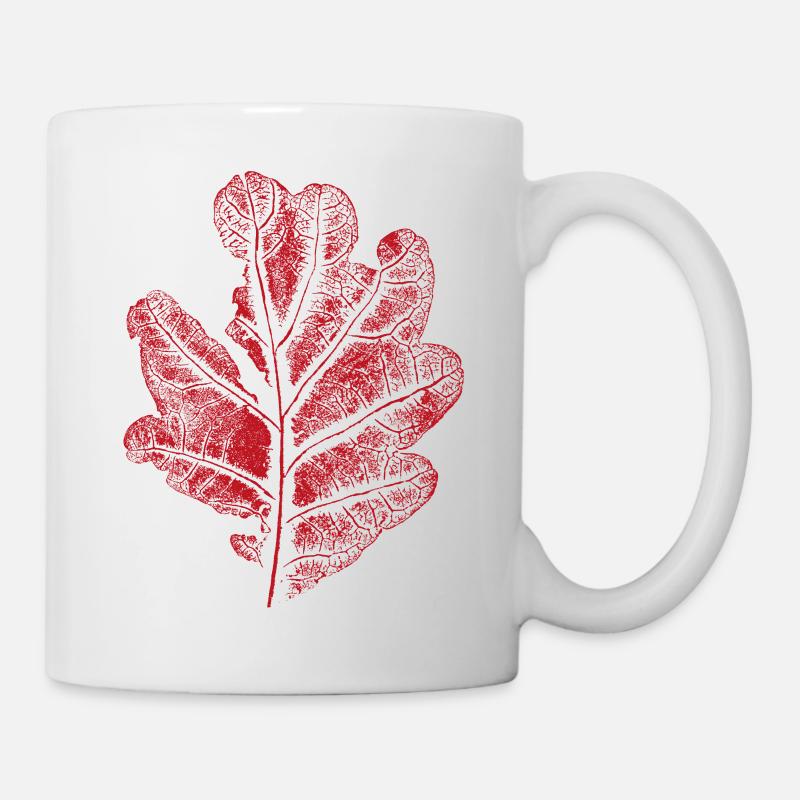 Chêne feuille - avec fissures / Chêne Feuille botanique - Mug blanc - blanc
