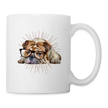 BULLDOG avec lunettes Dog Dogs Français BULLDOGG - Mug blanc - blanc - Droite