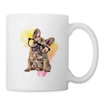 BOULEDOGUE FRANÇAIS avec lunettes Chiens de chien - Mug blanc - blanc - Droite