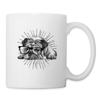 Dictons de chiens Chiens Chiens Bulldog avec lunettes - Mug blanc - blanc - Droite