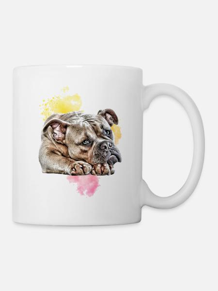 OLD ENGLISH BULLDOG BULLDOGGE Hund Hunde - Mugg - vit
