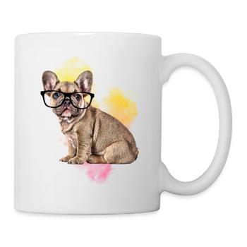 BOULEDOGUE FRANÇAIS avec lunettes Chiens de chien - Mug blanc - blanc - Droite