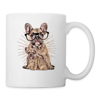DOG with glasses Dog Dogs Bulldog - Mug - white - Right