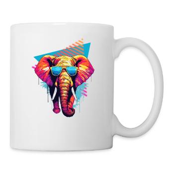 Elephant with sunglasses 80s style - Mug - white - Right