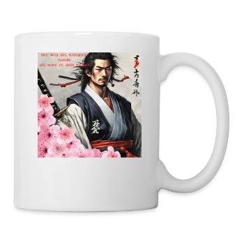 Japanischer Samurai Krieger Kirchblüten - Tasse - Weiß - Rechts