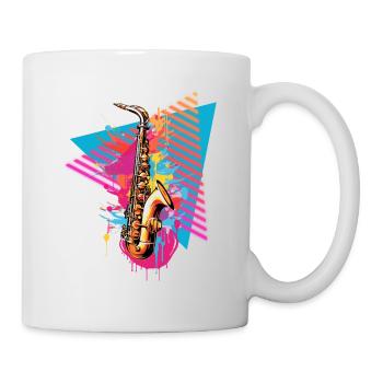 Saxophon 80er 90er Jahre - Tasse - Weiß - Rechts