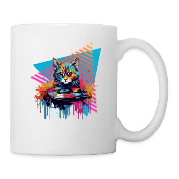 Cat Vinyl Record 80s Style - Mug - white - Right