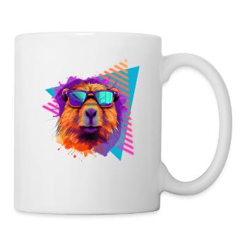 Capybara with sunglasses 80s style - Mug - white - Right