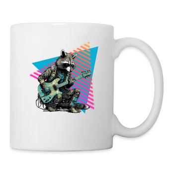 Raccoon with guitar 80s style - Mug - white - Right