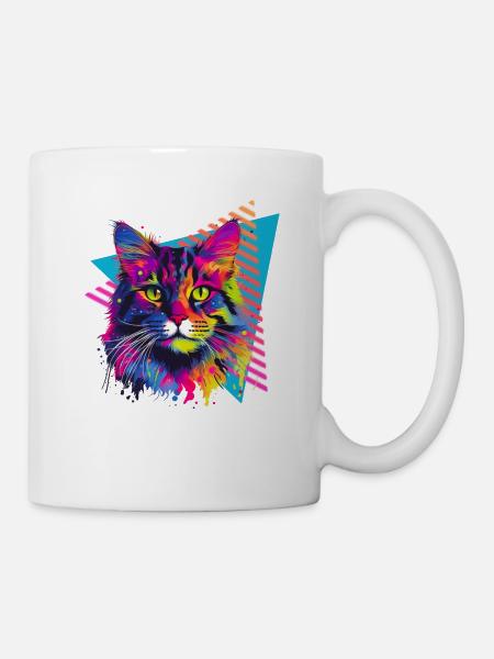 Maine Coon 80er Jahre Stil - Tasse - Weiß