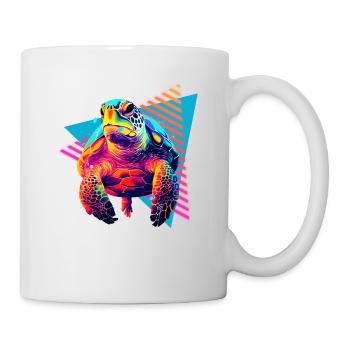 Sea turtle 80s style - Mug - white - Right