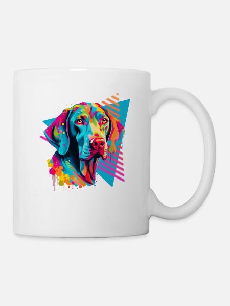 Weimaraner 80er Jahre Stil - Tasse - Weiß