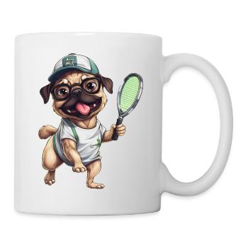 Passionné de jeu carlin: tennis et - Mug blanc - blanc - Droite