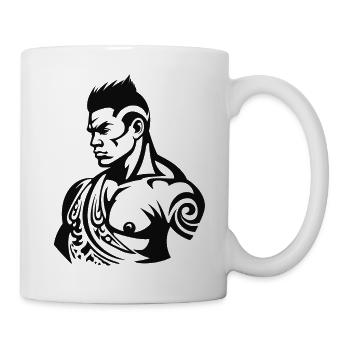 Tribal Boxer / Fighter Logo Tattoo Design - Mug blanc - blanc - Droite