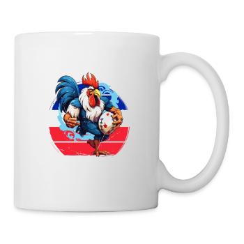 Rugby Frankreich 2023 Hahn Rugbyball Spieler Fan - Tasse - Weiß - Rechts