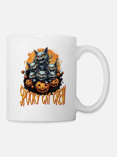 Happy Halloween Katzen Kürbis Kostüm Gruselig - Tasse - Weiß