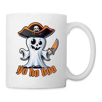 Lustig Halloween Piraten Geist T-Shirt Sweatshirt - Tasse - Weiß - Rechts