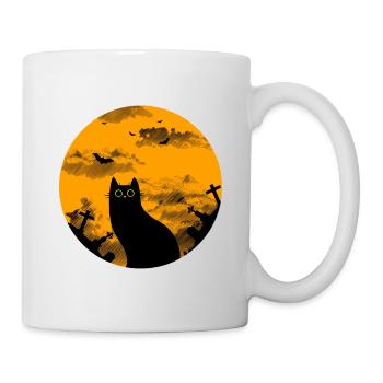 Die Halloween-Katze - Tasse - Weiß - Rechts