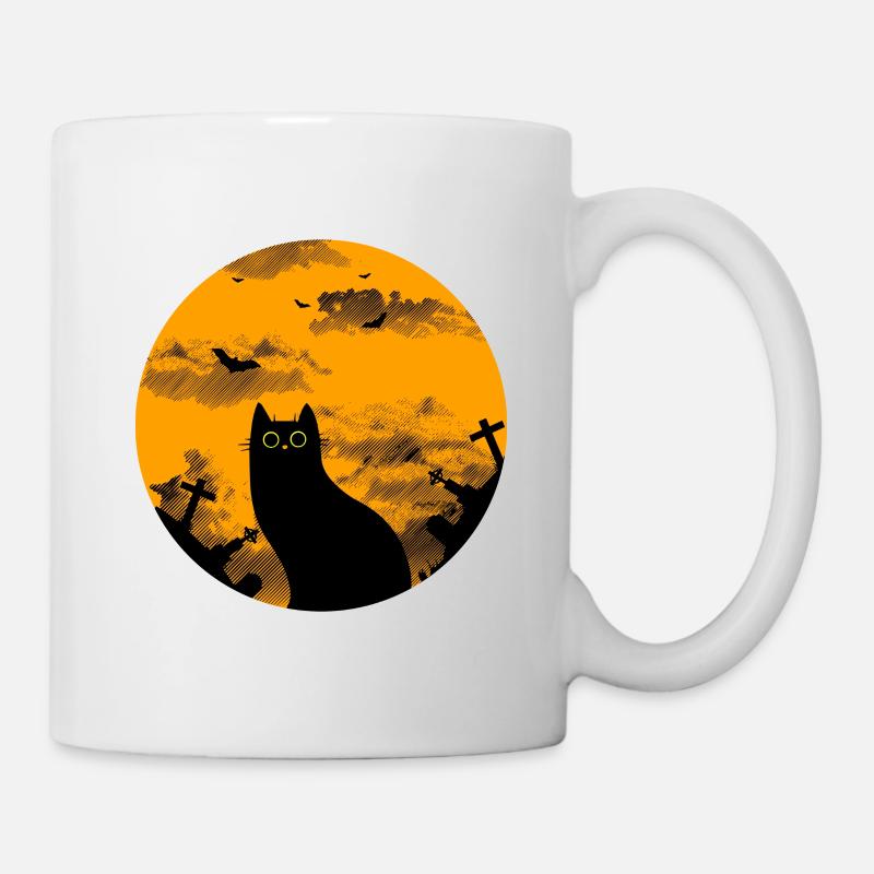 Die Halloween-Katze - Tasse - Weiß