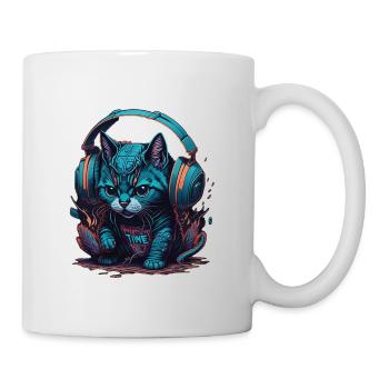 Groovy Beats: Chat coloré avec des écouteurs - Mug blanc - blanc - Droite