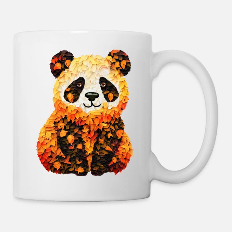 Panda mignon dans les feuilles d’automne - Mug blanc - blanc