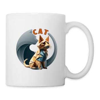 chat origami - Mug blanc - blanc - Droite