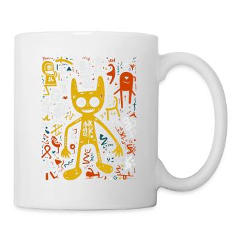 Street Art Whiskers: Halloween Graffiti Cat Tee - Mug - white - Right