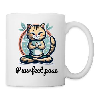 A cat doing lotus position with slogan - Mug - white - Right