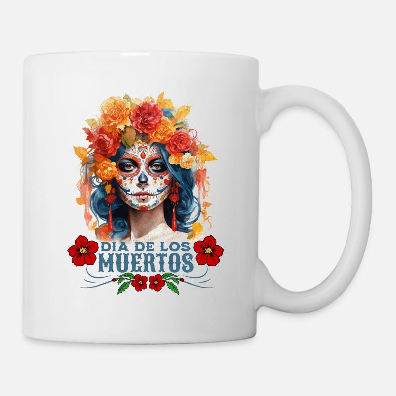 Dia De los Muertos Femme Multicolore Floral Skull - Mug blanc - blanc