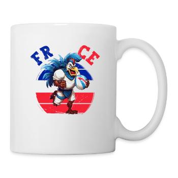 Rugby Frankreich 2023 Hahn Rugbyball Spieler Fan - Tasse - Weiß - Rechts