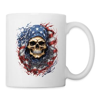 USA Totenkopf Flagge: Schädel Amerika - Tasse - Weiß - Rechts
