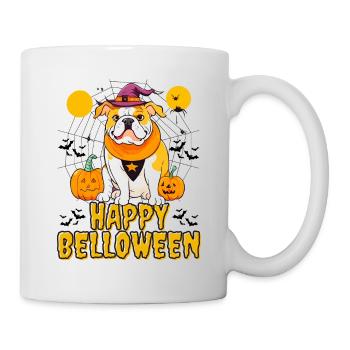 HAPPY BELLOWEEN Halloween Hund Hunde Bulldogge - Tasse - Weiß - Rechts