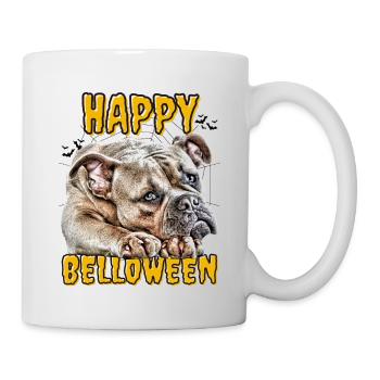 HAPPY BELLOWEEN Halloween Hund Hunde Bulldogge - Tasse - Weiß - Rechts