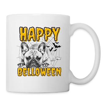 HAPPY BELLOWEEN Halloween Chien Chiens Bouledogue - Mug blanc - blanc - Droite
