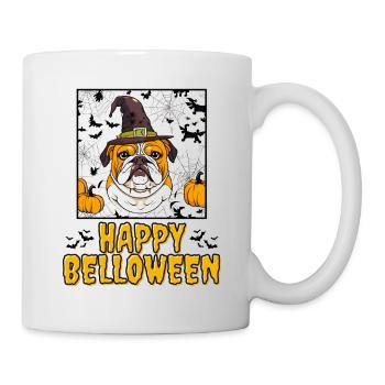 HAPPY BELLOWEEN Halloween Chien Chiens Bouledogue - Mug blanc - blanc - Droite