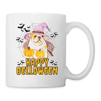 HAPPY BELLOWEEN Halloween Hund Hunde Bulldogge - Tasse - Weiß - Rechts
