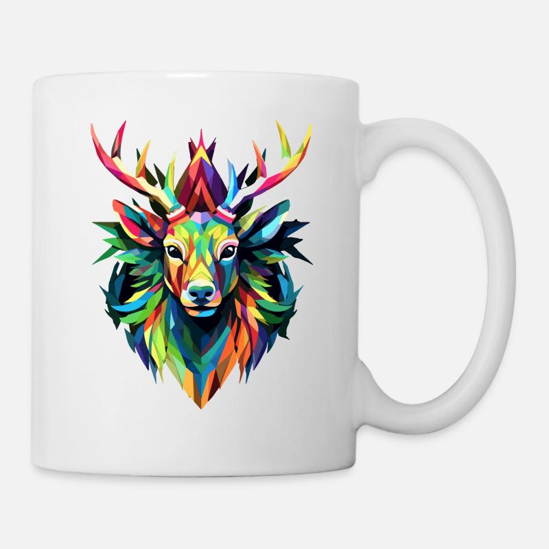 Colorful Deer Antlers - Origami - Style - Mug - white