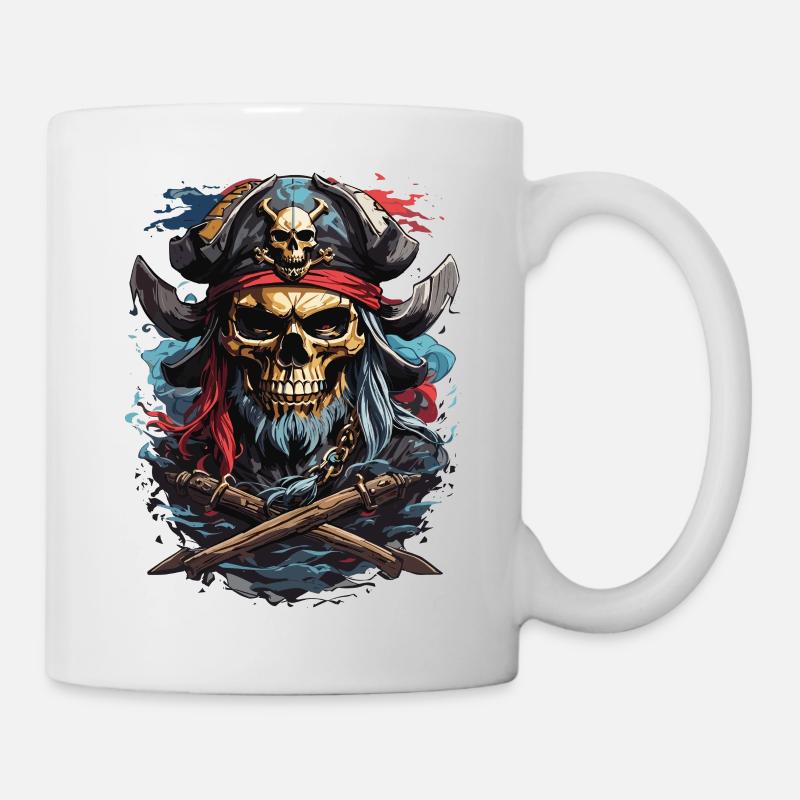 Crâne de pirate : Tradition des pirates noirs - Mug blanc - blanc