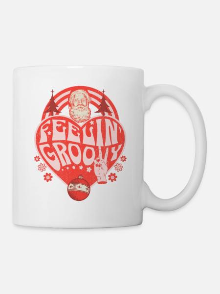 Feeling Groovy Retro Style Christmas Santa - Mug - white
