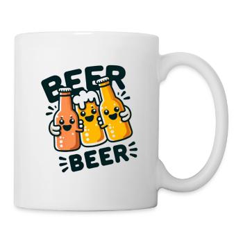 Fröhliches Bier Anstossen - Tasse - Weiß - Rechts