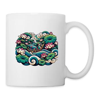 Blumiger Fluss, inspiriert von traditioneller chinesischer Kunst - Tasse - Weiß - Rechts