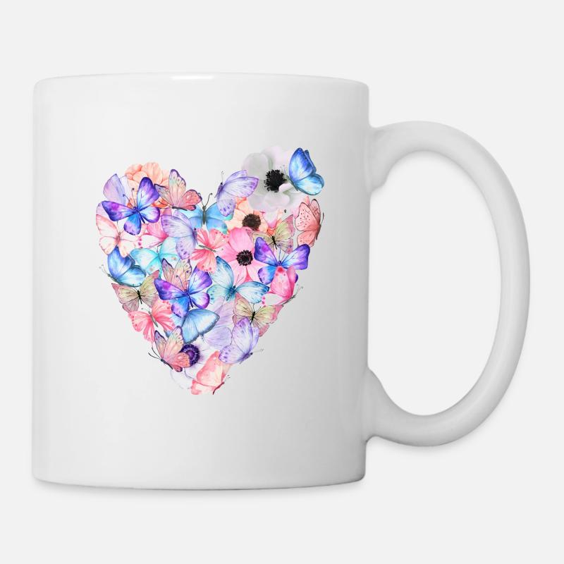 Schmetterlingsherz - Tasse - Weiß