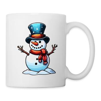 Schneemann / Winter / Schnee / Comic / kalt - Tasse - Weiß - Rechts