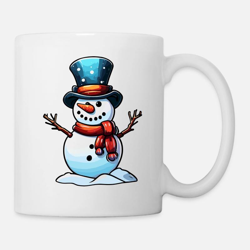 Schneemann / Winter / Schnee / Comic / kalt - Tasse - Weiß