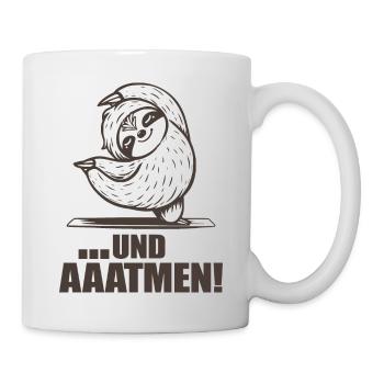 Faultier Lustiger Spruch Atmen - Tasse - Weiß - Rechts