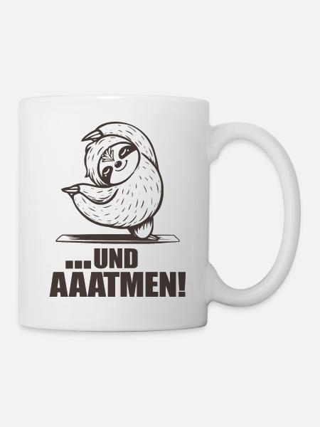 Faultier Lustiger Spruch Atmen - Tasse - Weiß