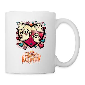 Retro Comic Chibi Ghost Heart Halloween T-Shirt - Mug - white - Right