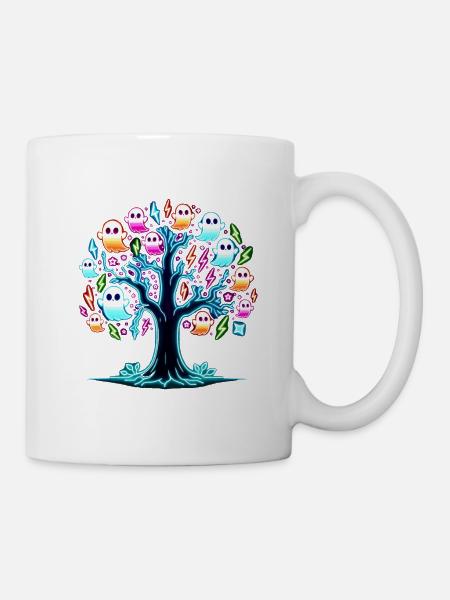 Neon Glow Ghost Tree T-Shirt - Mug - white