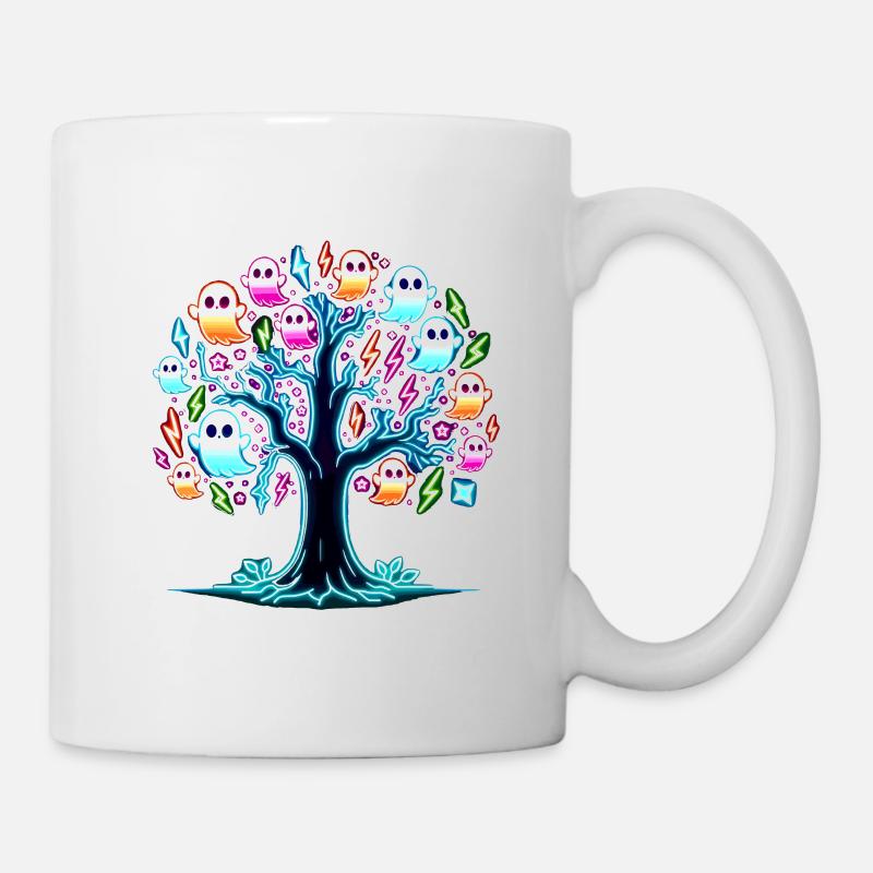 Neon Glow Ghost Tree T-Shirt - Tasse - Weiß