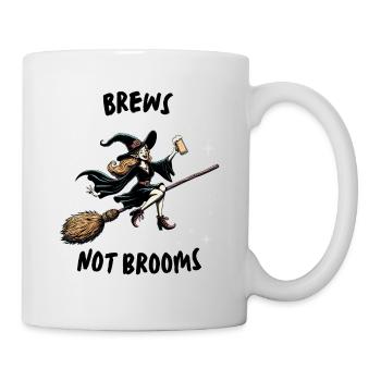 brews not brooms in halloween - Mug - white - Right